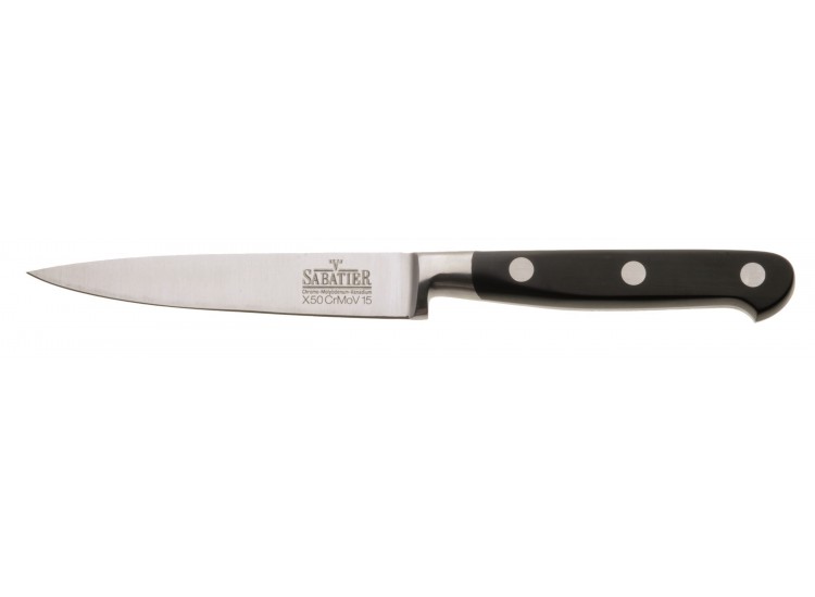 V Sabatier Utility Knife 11cm with black, triple-riveted handle