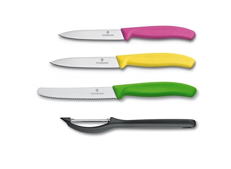 Victorinox SwissClassic 3-piece Knife Set and 1 peeler - Multicoloured handles