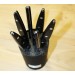 Au Nain Brasserie Universal Knife Block with 6 steak knives - black handles