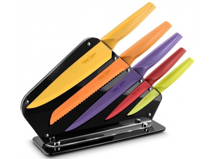 Couleur Cuisine Knife 5-piece Knife Block Set with multicolour blades and handles