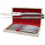 Laguiole Bougna 6-piece Table Knife Set in Wooden Gift Box