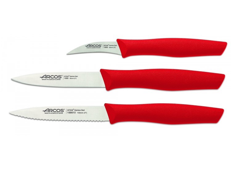 Arcos Nova 3-piece Paring Knife Set - red handles