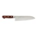 Jikko Mahogany Tsuchime Japanese Santoku Knife 18cm damascus steel blade