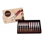 Tramontina 6-piece Steak Knife Set - red polywood handles and serrated blades