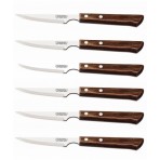 Tramontina 6-piece Steak Knife Set - brown handles and serrated blades