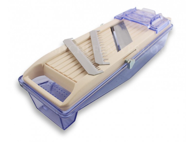 Benriner Japanese Professional Mandoline Slicer 3 blades 9.5cm + food catcher and holder