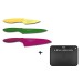 KAI Pure Komachi 3-piece Knife Set + 1 black cutting board