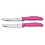 Victorinox SwissClassic 2-piece Table Knife Set, round tips and pink handles