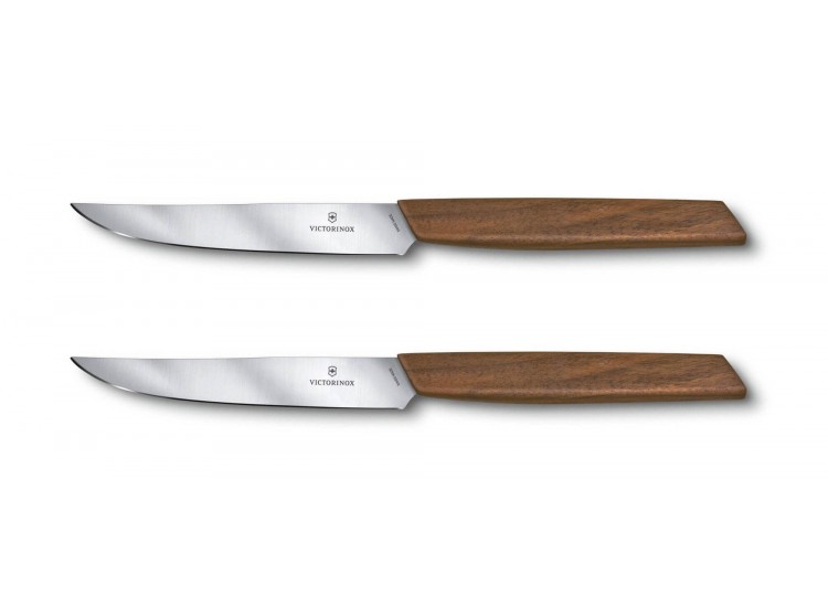 Victorinox Swiss Modern 2-piece steak knife set 12cm walnut wood handle