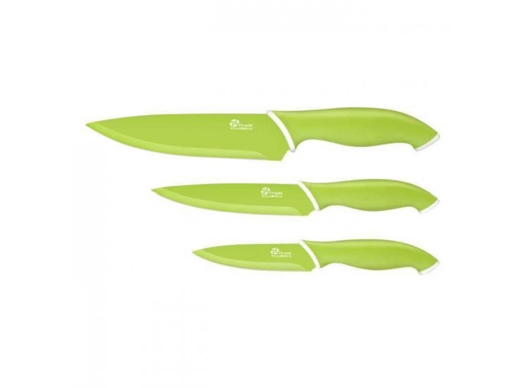 Pradel Excellence Set of 3 Aniseed Green Knives - non-stick