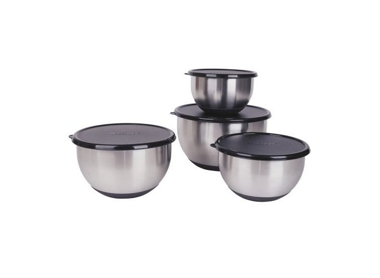 BergHOFF Essentials Set of 4 Stainless Steel Bowls with non-slip base
