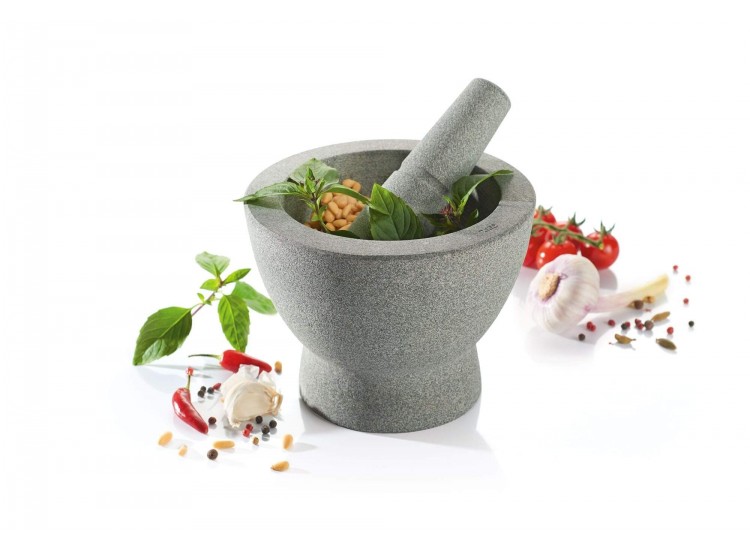 GEFU Crunchy Granite Mortar and Pestle - dual-faced