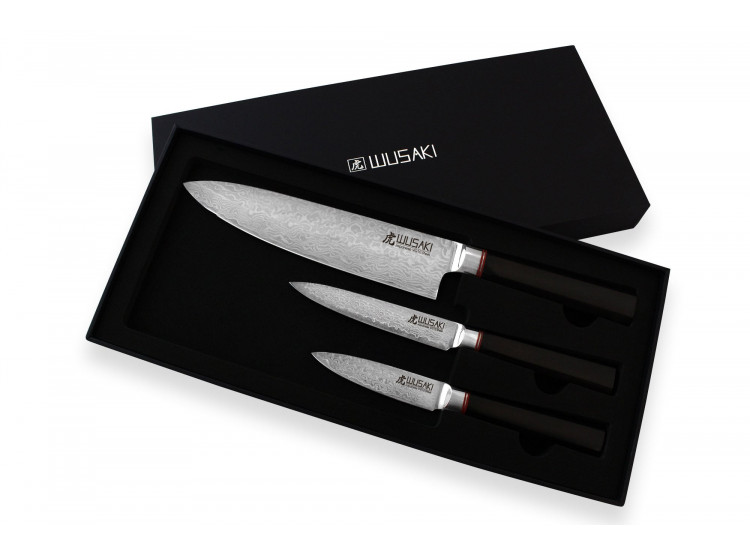 Wusaki Ebony VG10 3-piece Set with Chef knife + Utility knife + Paring knife