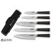 Wusaki Ebony AUS8 Set with 5 kitchen knives + 1 roll bag