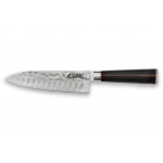 Wusaki Ebony AUS8 Santoku Knife scalloped blafe 17cm ebony handle